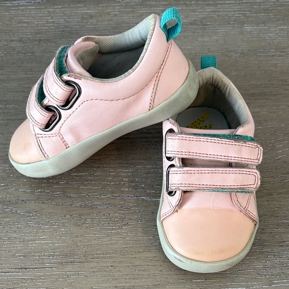 Ten Little Pink Kids Sneakers with Velcro Straps
